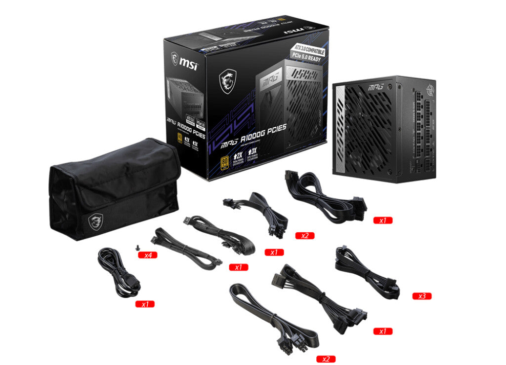 MSI MPG A1000G PCIE5 strömförsörjningsenheter 1000 W 20+4 pin ATX ATX Svart