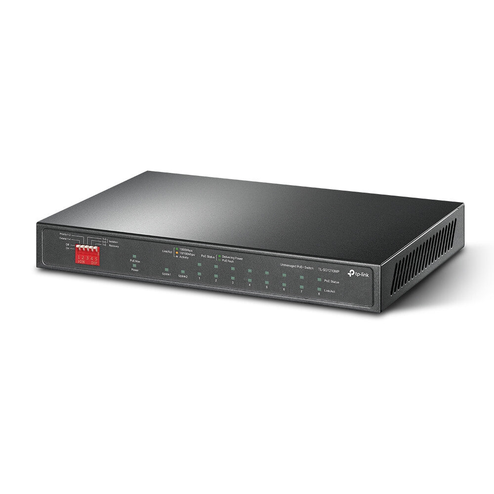 TP-Link TL-SG1210MP nätverksswitchar Ohanterad Gigabit Ethernet (10/100/1000) Strömförsörjning via Ethernet (PoE) stöd Svart