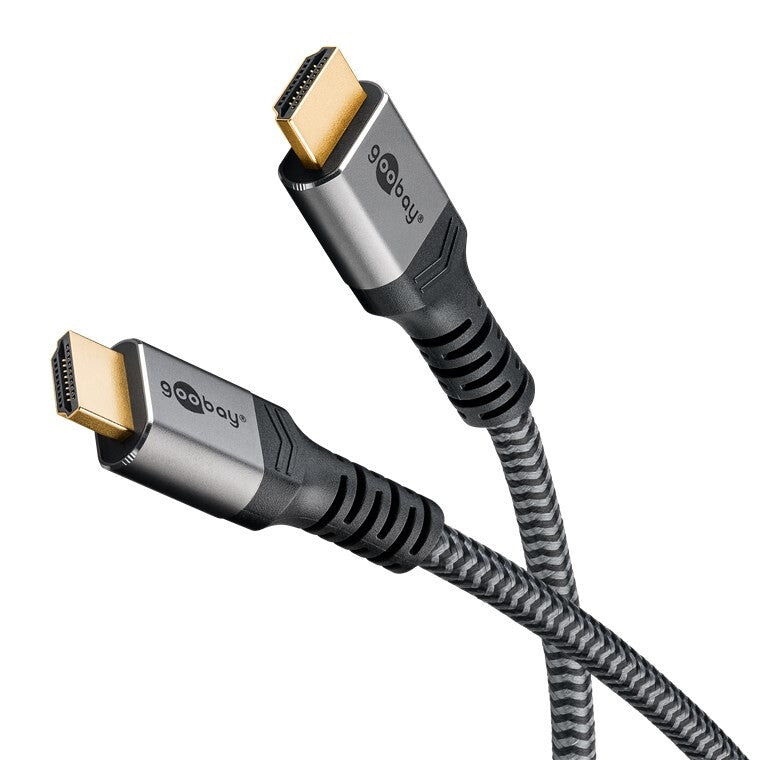 Goobay 65261 HDMI-kabel 2 m HDMI Typ A (standard) Svart, Silver