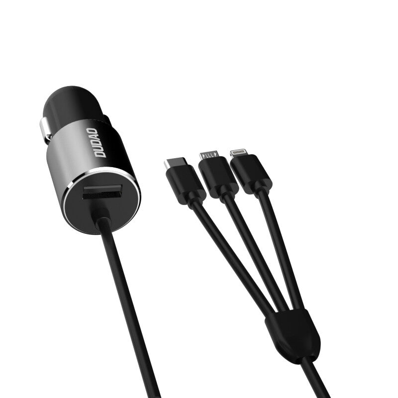 DUDAO R5ProN 3.4A Car Charger Built-in cables Universal Grå Cigarr tändare Snabb laddning Automatisk
