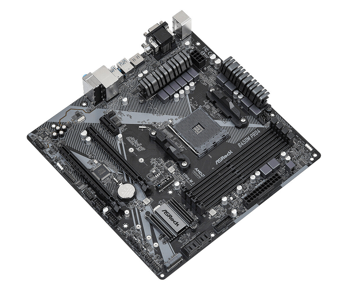 Asrock B450M Pro4 R2.0 AMD B450 Uttag AM4 micro ATX
