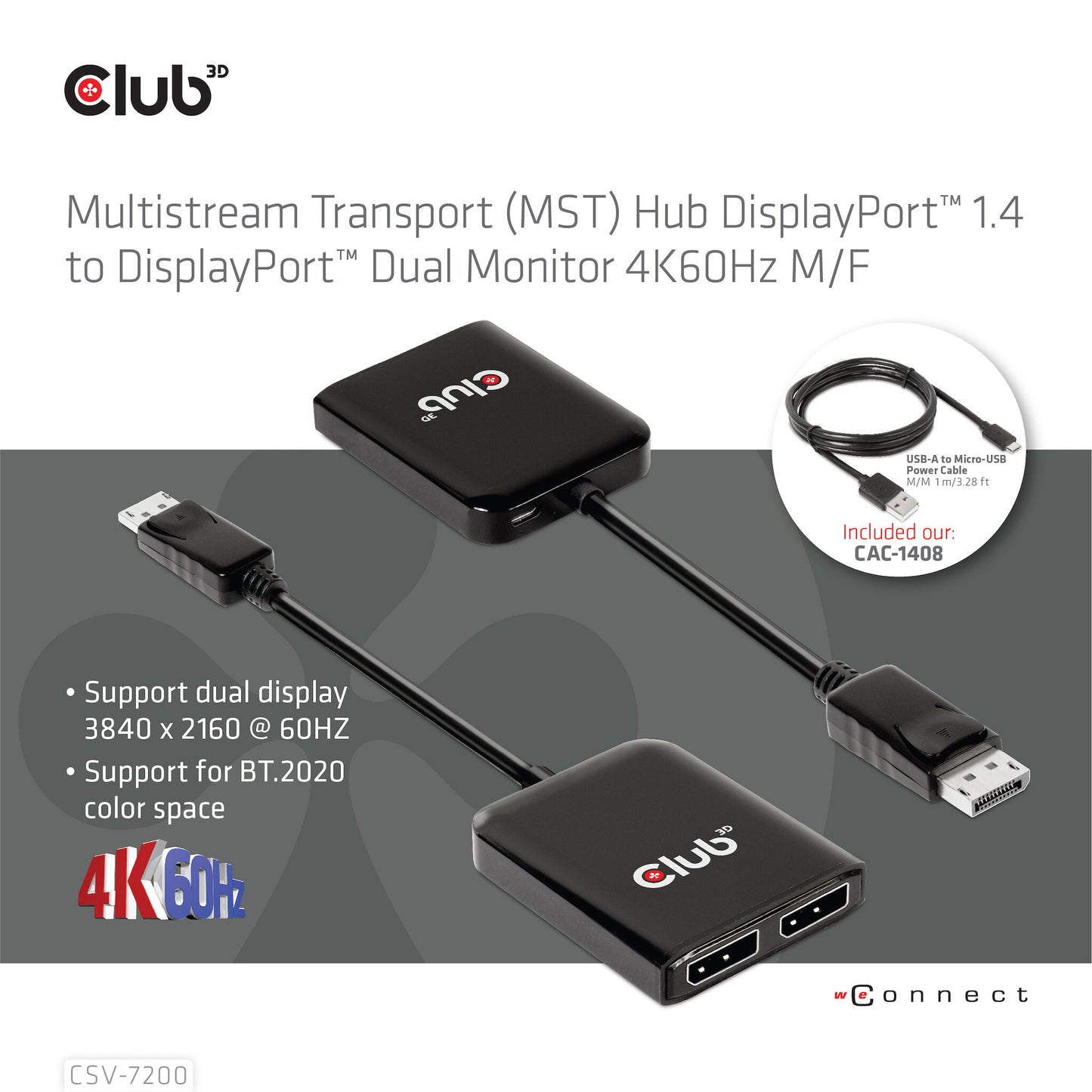 CLUB3D CSV-7220 videokabeladapter 1 m DisplayPort HDMI + DisplayPort Grå
