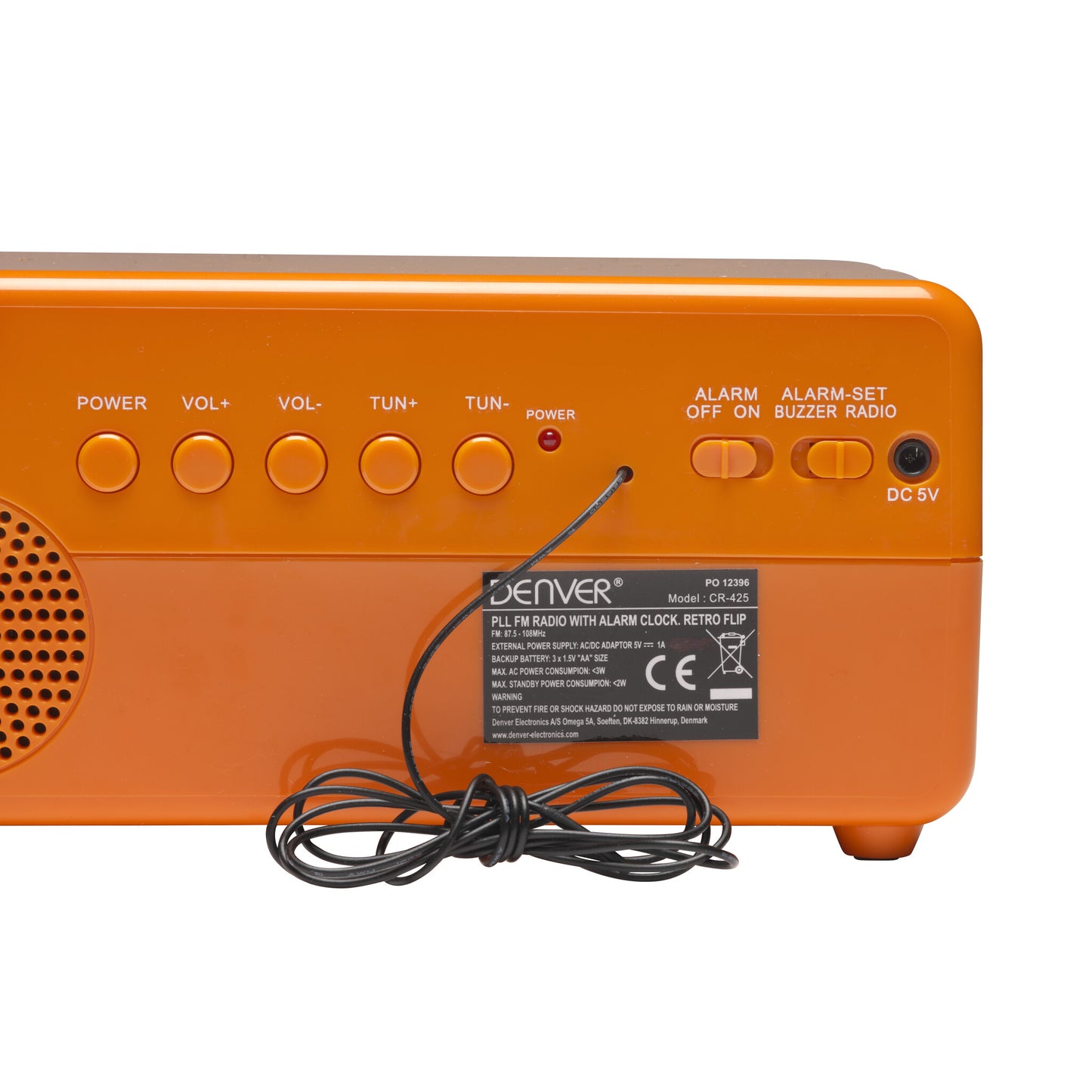 Denver CR-425 radioapparater Klockradio Analog och digital Orange