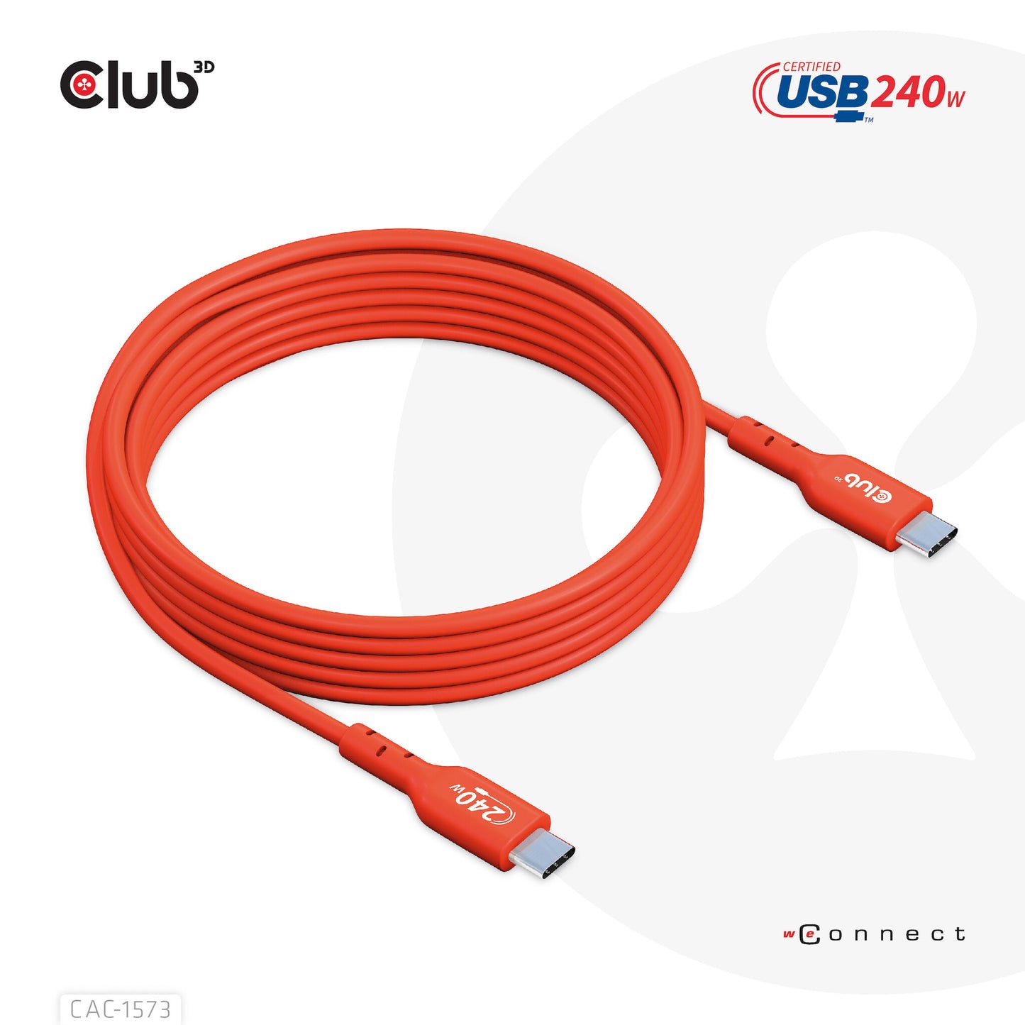 CLUB3D CAC-1573 USB-kablar 2 m USB4 Gen 2x2 USB C Röd
