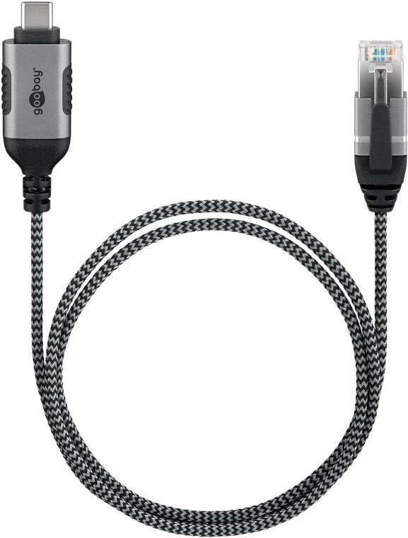 Goobay 74401 kabelomvandlare (hane/hona) USB 3.1 type A RJ45 Svart, Silver