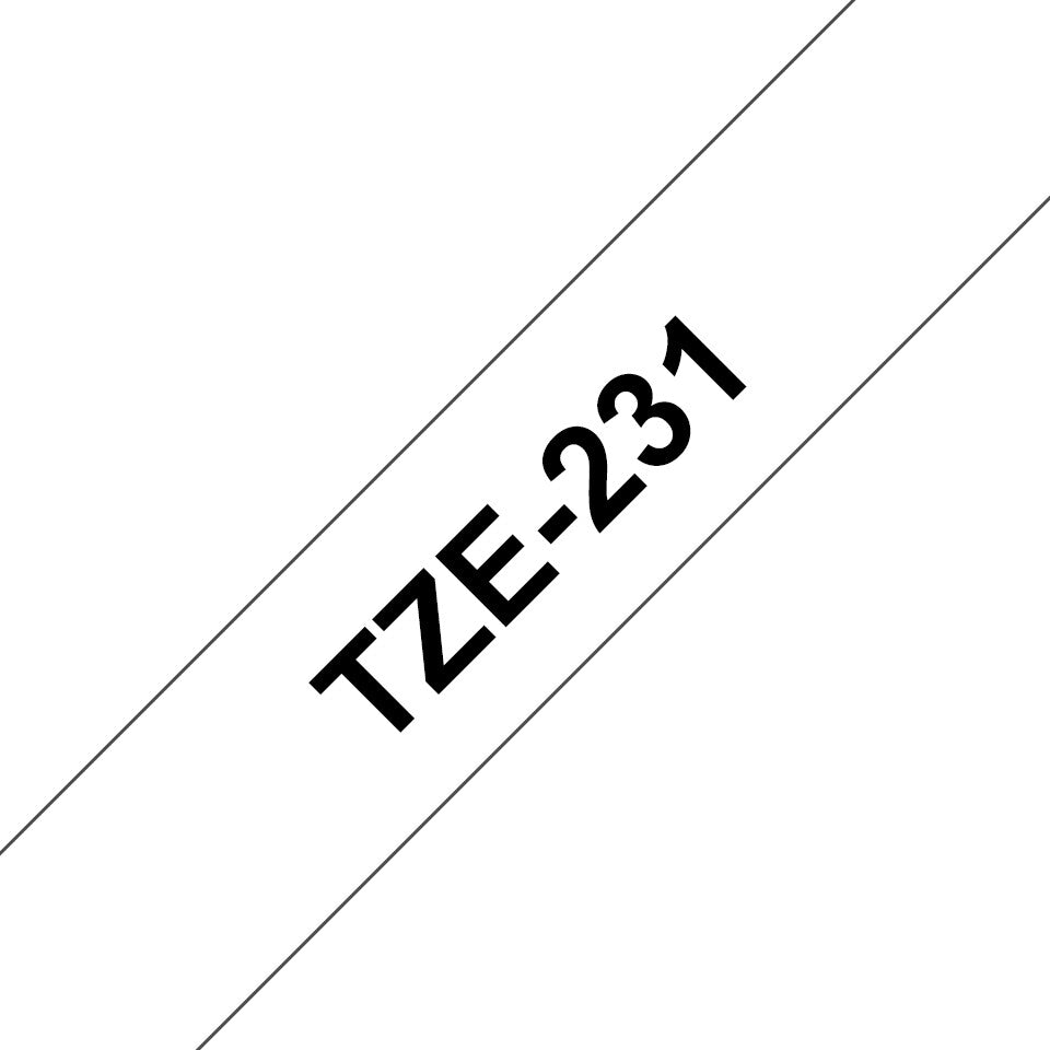Brother TZE-231 etikett-tejp Svart på vitt
