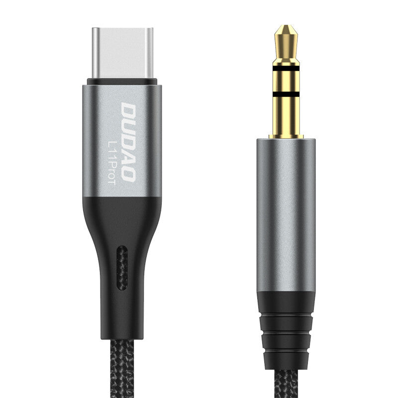 DUDAO audio cable USB-C - mini jack 3.5mm 1m gray L11PROT - Kabel - Audio/Multimedia USB-kablar USB C Grå