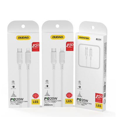 DUDAO L6S-2m USB-C to Lightning 2m. Vit
