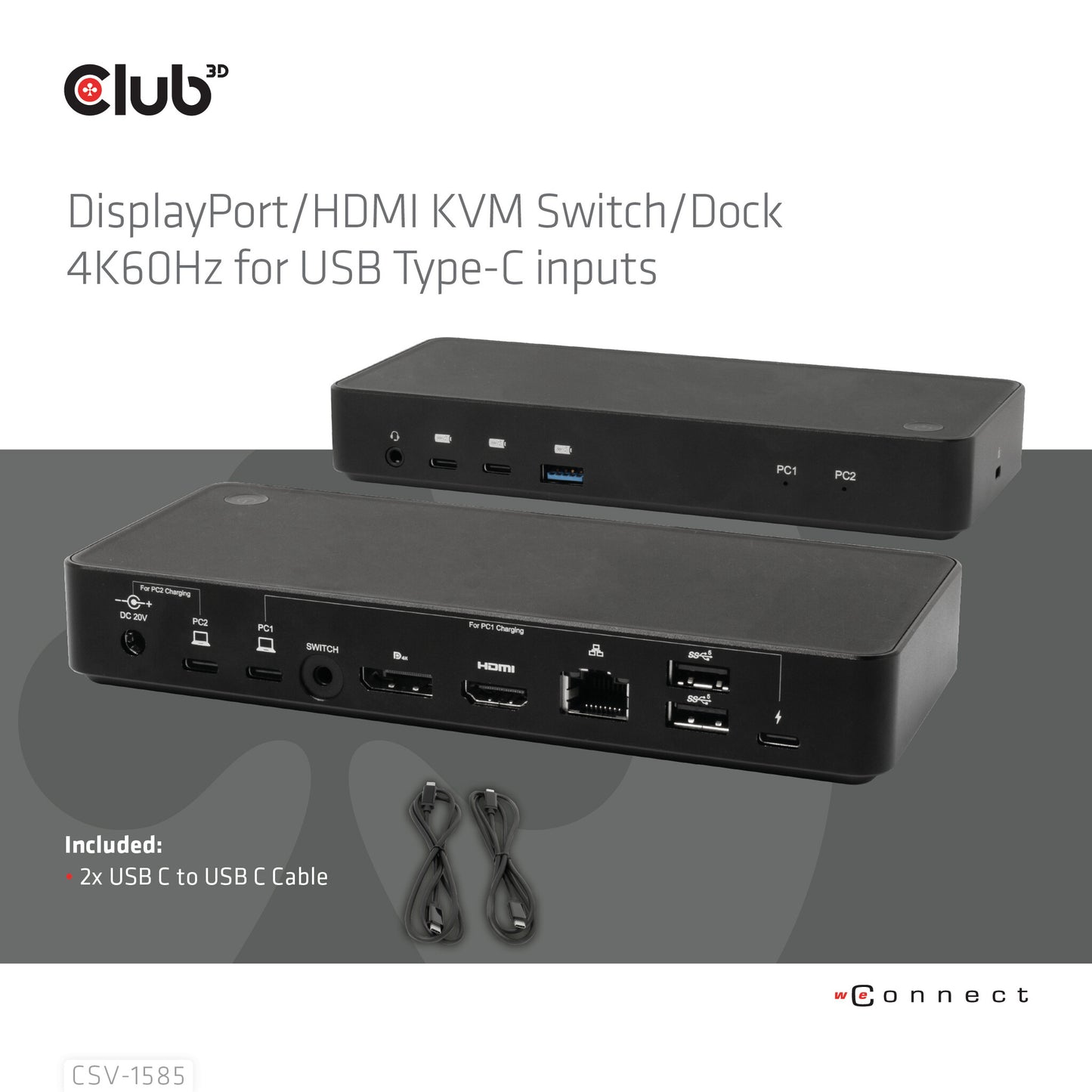 CLUB3D CSV-1585 KVM-switchar Svart