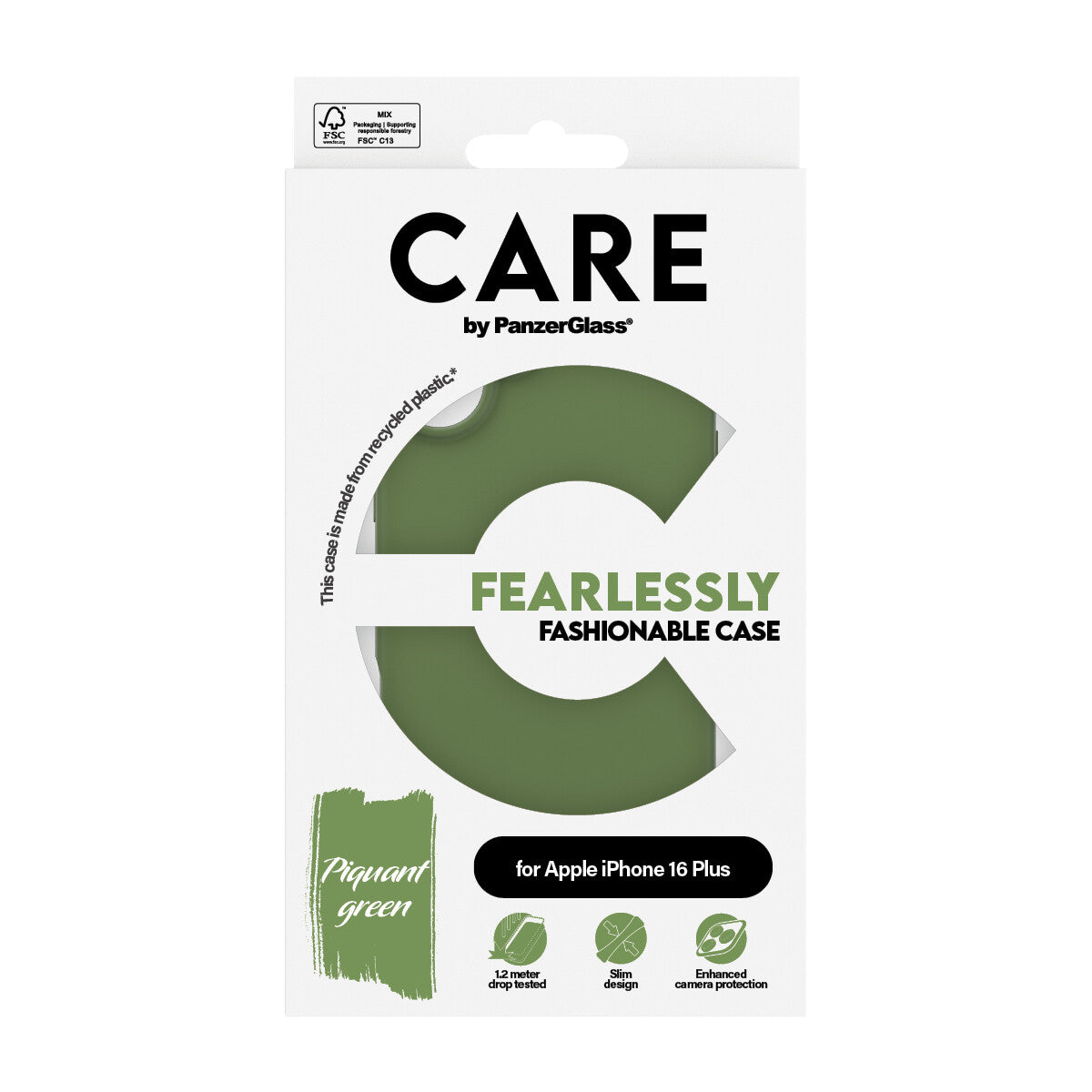 PanzerGlass CARE by PG Green iPhone16 6.7 mobiltelefonfodral Omslag Transparent