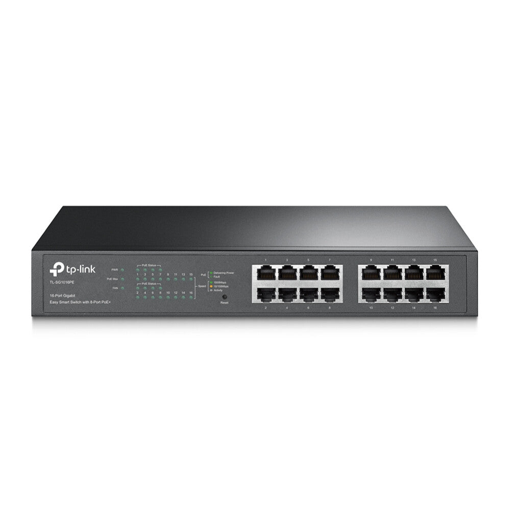 TP-Link TL-SG1016PE nätverksswitchar hanterad L2 Gigabit Ethernet (10/100/1000) Strömförsörjning via Ethernet (PoE) stöd Svart