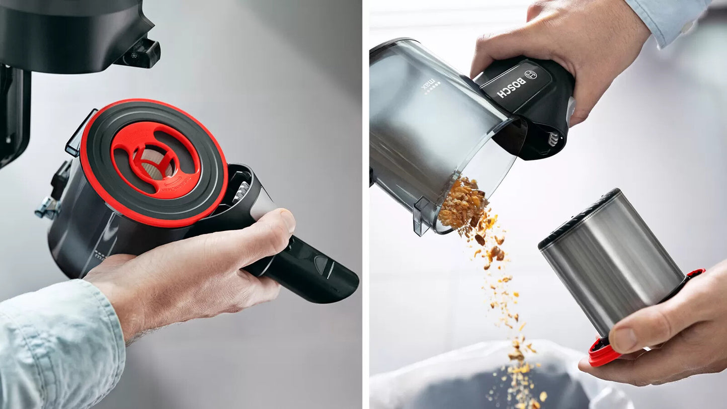 Bosch BBS712A upprättstående dammsugare och elektrisk sopborste 2-in-1 stick vacuum Batteri Torr Hygienfilter Utan påse 0,3 l grafit