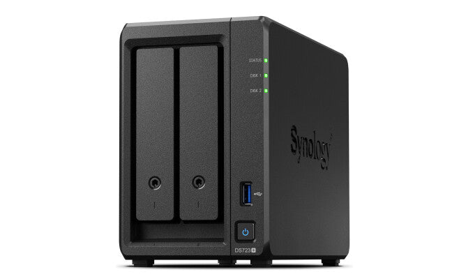 Synology DiskStation DS723+ NAS- & lagringsservrar Tower Ryzen Embedded R1600 2 GB DDR4 DiskStation Manager Svart