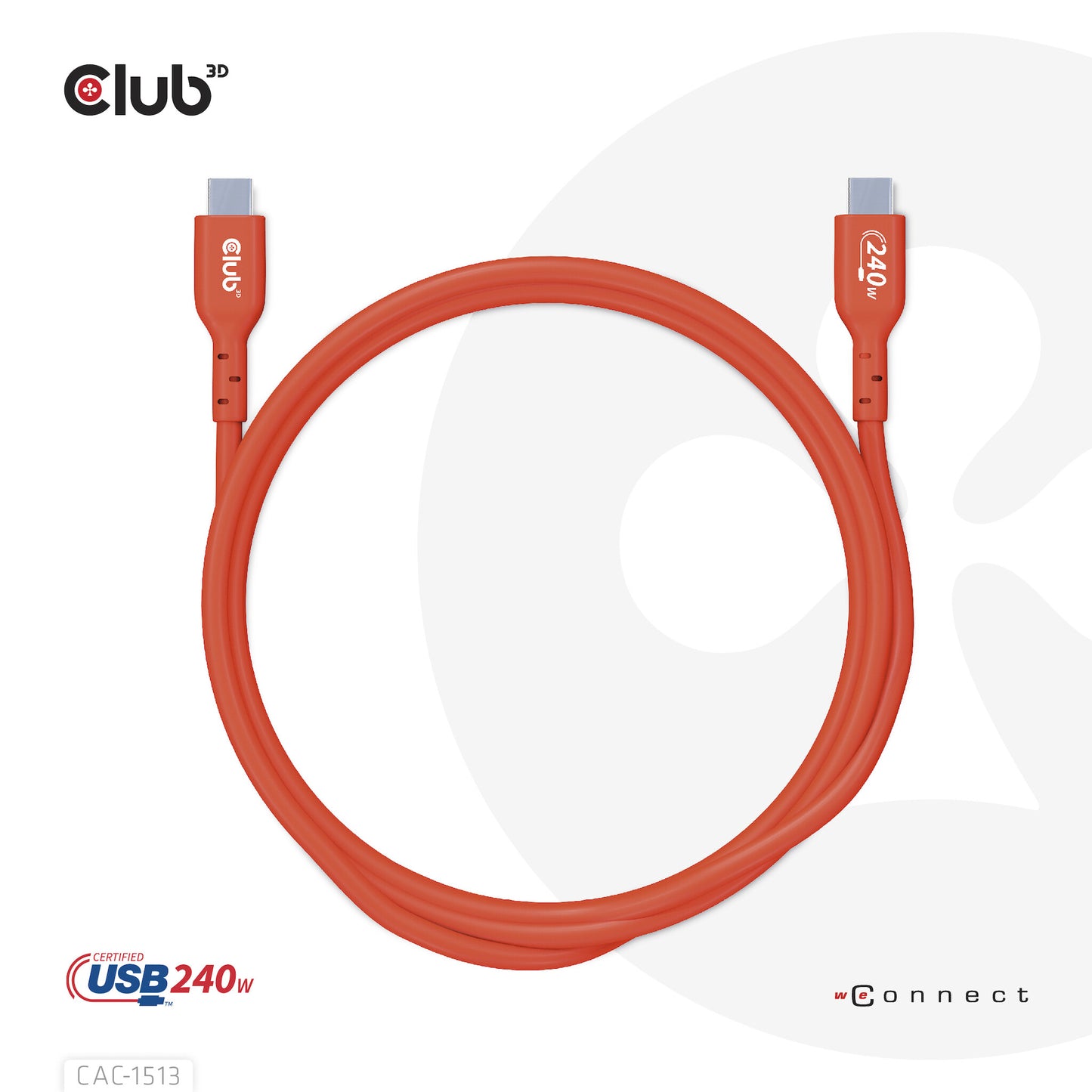 CLUB3D CAC-1513 USB-kablar 3 m USB 2.0 USB C Orange