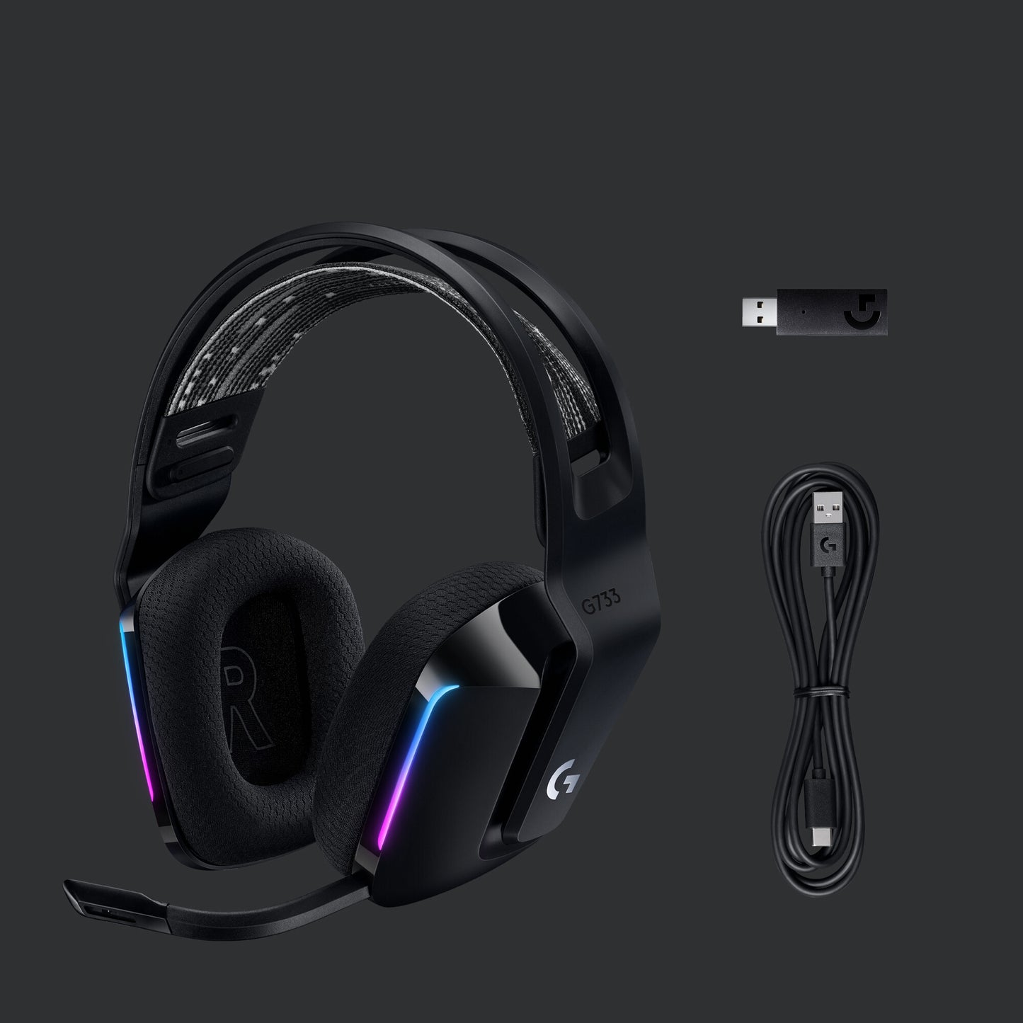 Logitech G G733 Headset Trådlös Huvudband Spela Svart