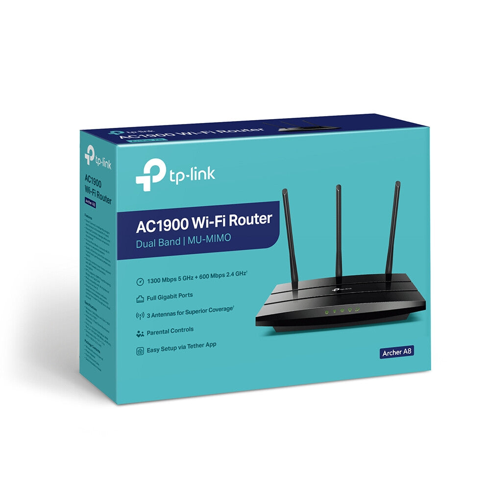 TP-Link Archer A8 trådlös router Gigabit Ethernet Dual-band (2,4 GHz / 5 GHz) Svart