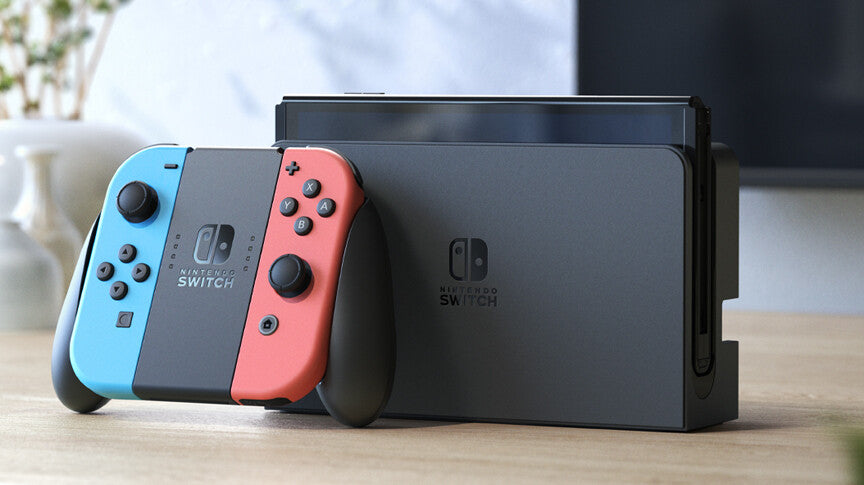 Nintendo Switch OLED bärbara spelkonsoller 17,8 cm (7") 64 GB Pekskärm Wi-Fi Blå, Röd