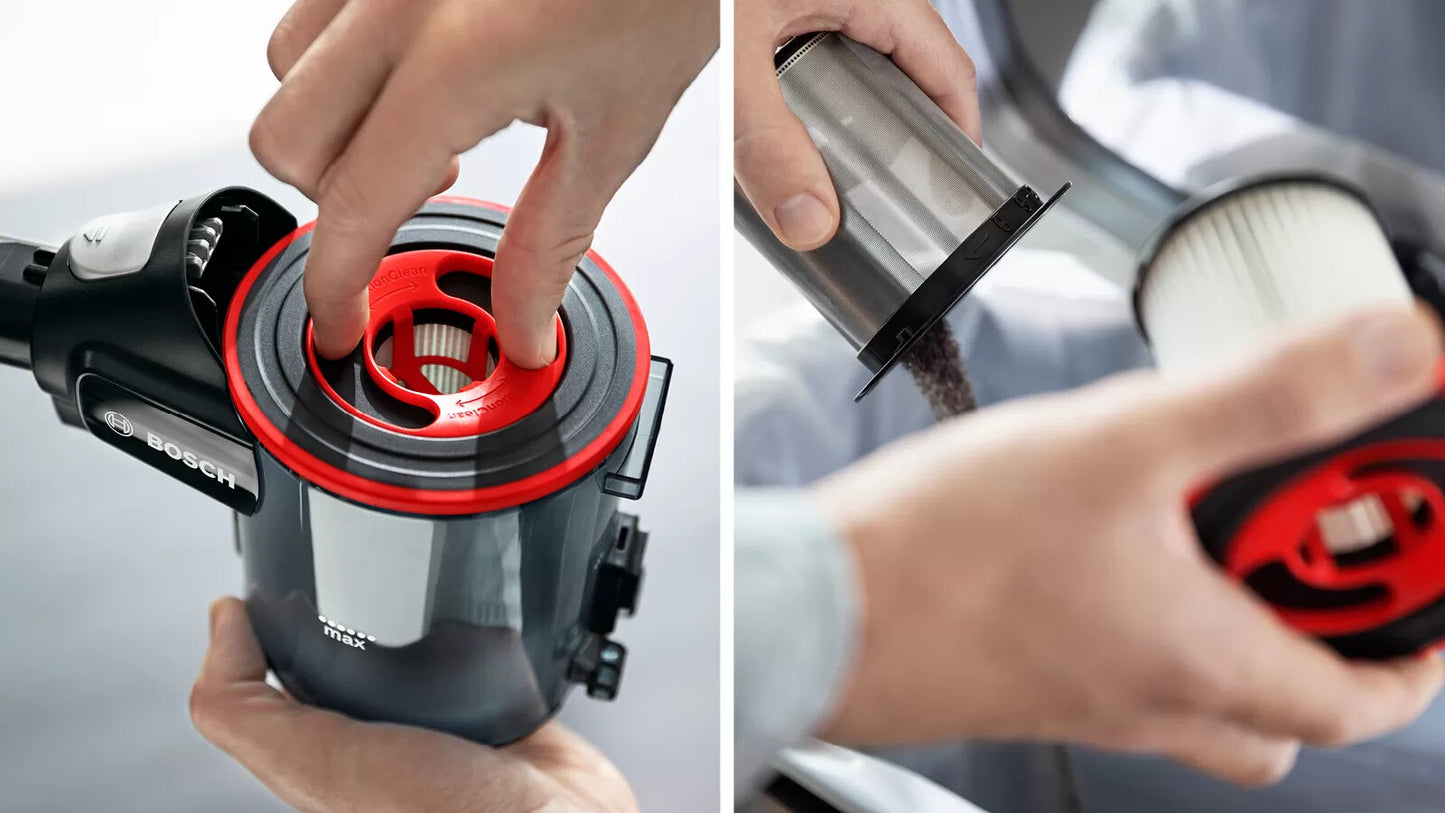 Bosch BBS712A upprättstående dammsugare och elektrisk sopborste 2-in-1 stick vacuum Batteri Torr Hygienfilter Utan påse 0,3 l grafit