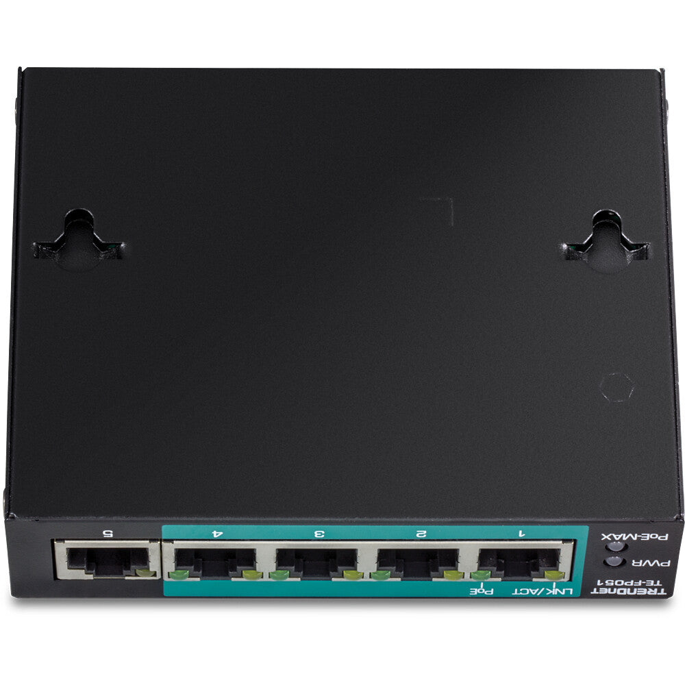 Trendnet TE-FP051 nätverksswitchar Ohanterad Fast Ethernet (10/100) Strömförsörjning via Ethernet (PoE) stöd Svart