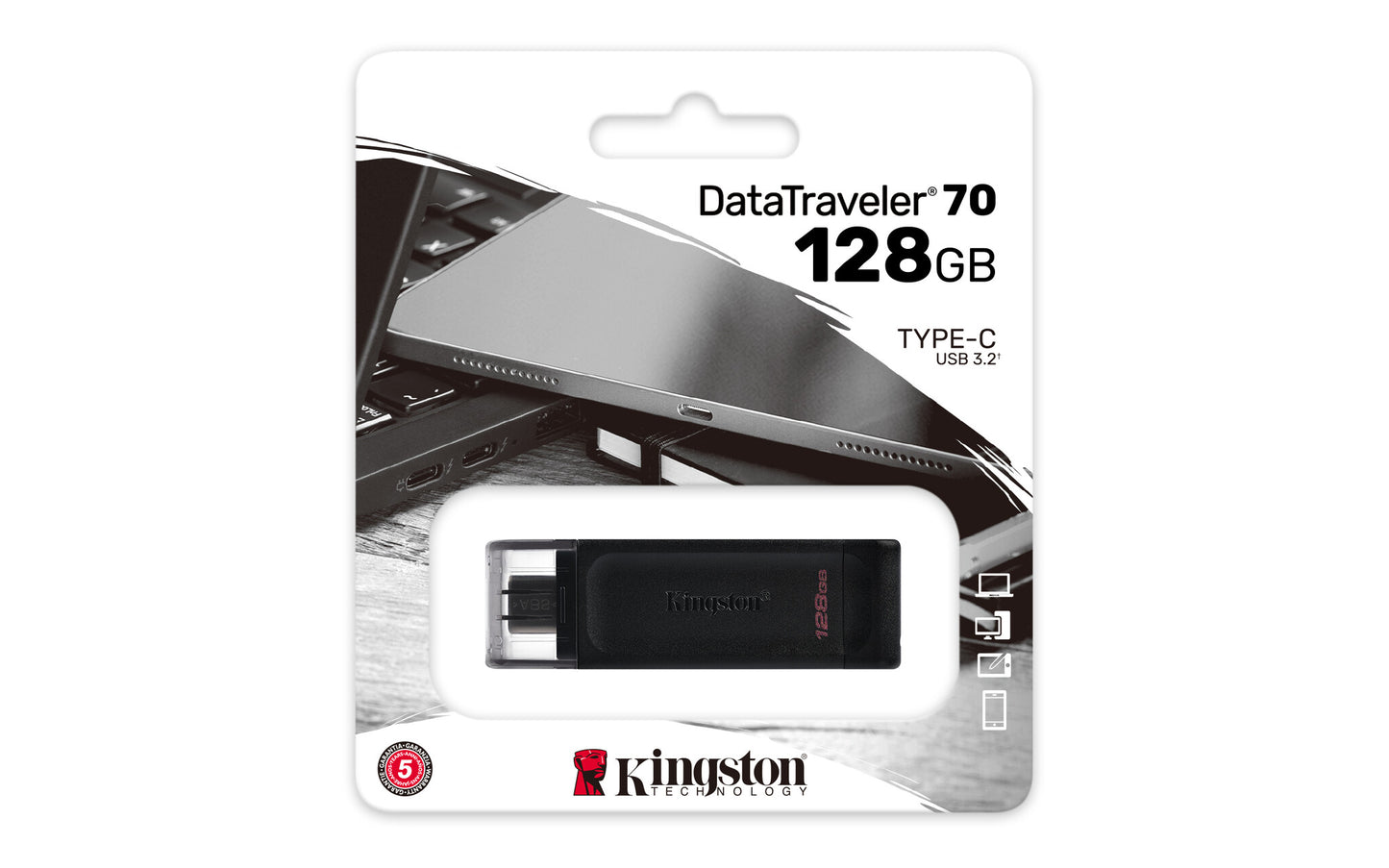 Kingston Technology DataTraveler 70 USB-sticka 128 GB USB Type-C 3.2 Gen 1 (3.1 Gen 1) Svart