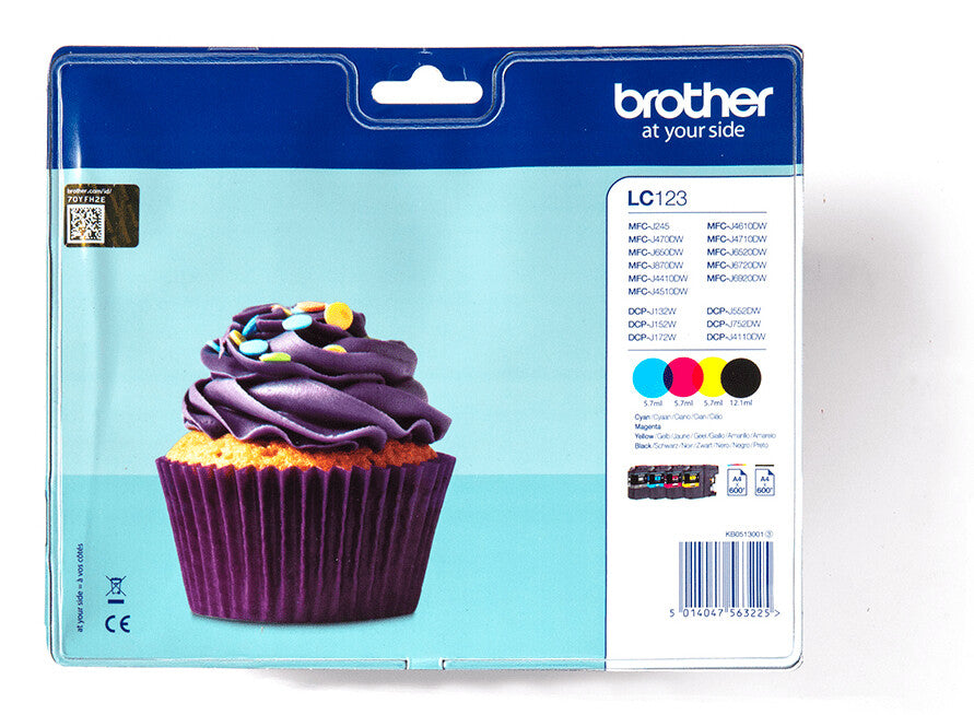 Brother LC123VALBPDR bläckpatroner 1 styck Original Svart, Cyan, Magenta, Gul