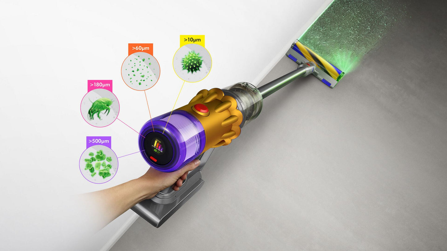 Dyson V12 Detect Slim Absolute 2-in-1 stick vacuum Batteri Torr Utan påse 545 W Nickel, Gul