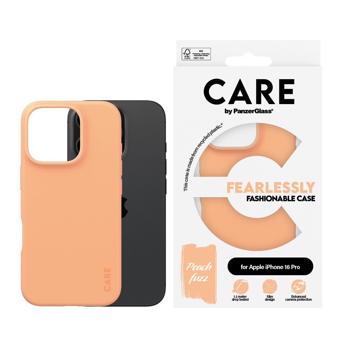 PanzerGlass CARE by PG Peachy iPhone16 6.3 Pro mobiltelefonfodral Omslag Transparent