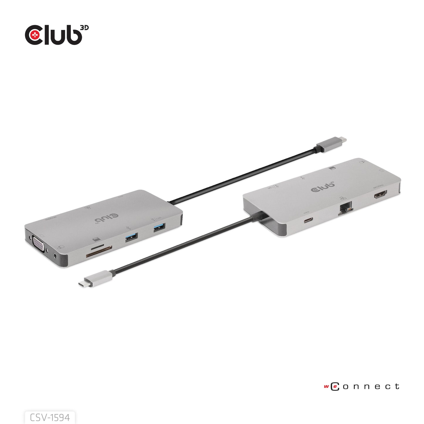 CLUB3D CSV-1594 dockningsstationer för bärbara datorer USB 3.2 Gen 1 (3.1 Gen 1) Type-C Svart, Grå