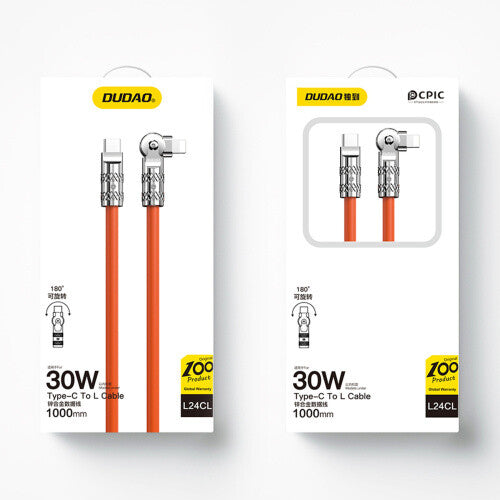 DUDAO L24CL 120W USB-C - Lightning Cable 1 m Orange