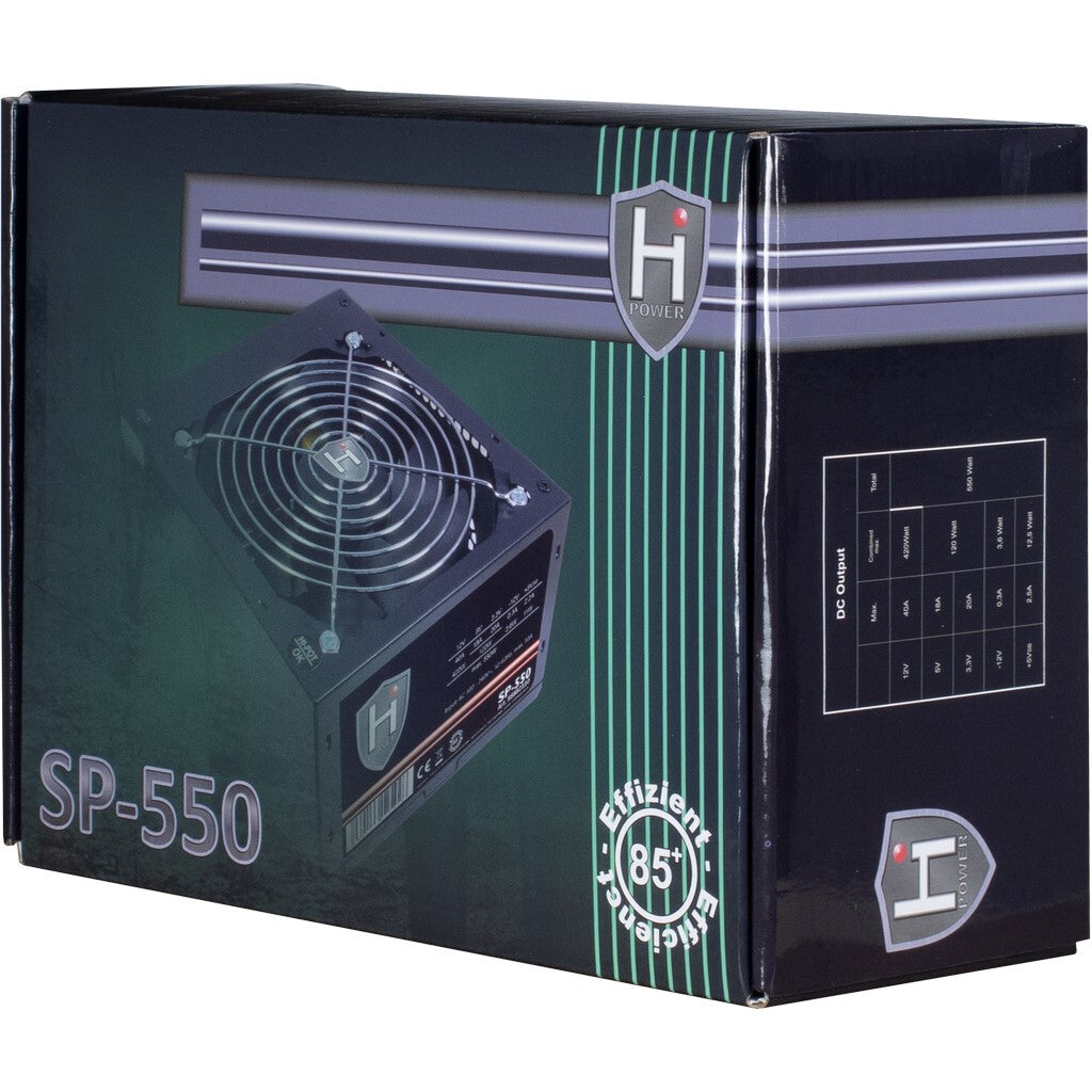 Inter-Tech HIPOWER SP-550 strömförsörjningsenheter 550 W 20+4 pin ATX ATX Svart