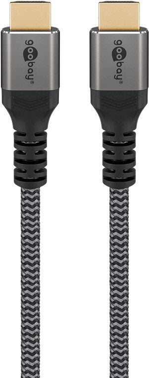 Goobay 65261 HDMI-kabel 2 m HDMI Typ A (standard) Svart, Silver
