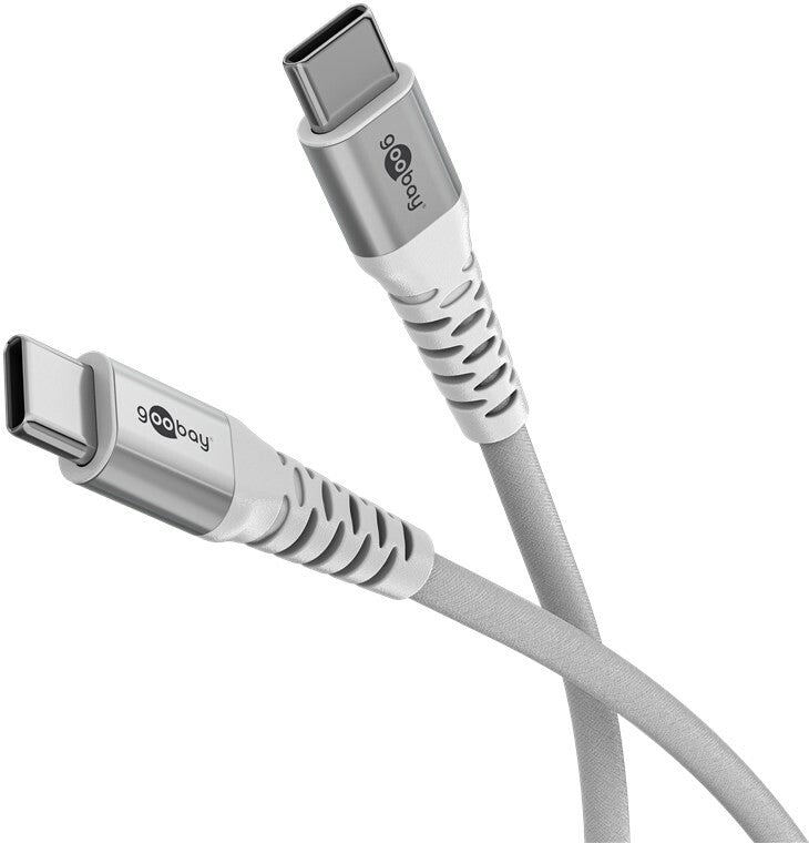 Goobay KAB USB-C (ST-ST) 2m Verbindungskabel Textilmantel White USB-kablar USB 2.0 USB C