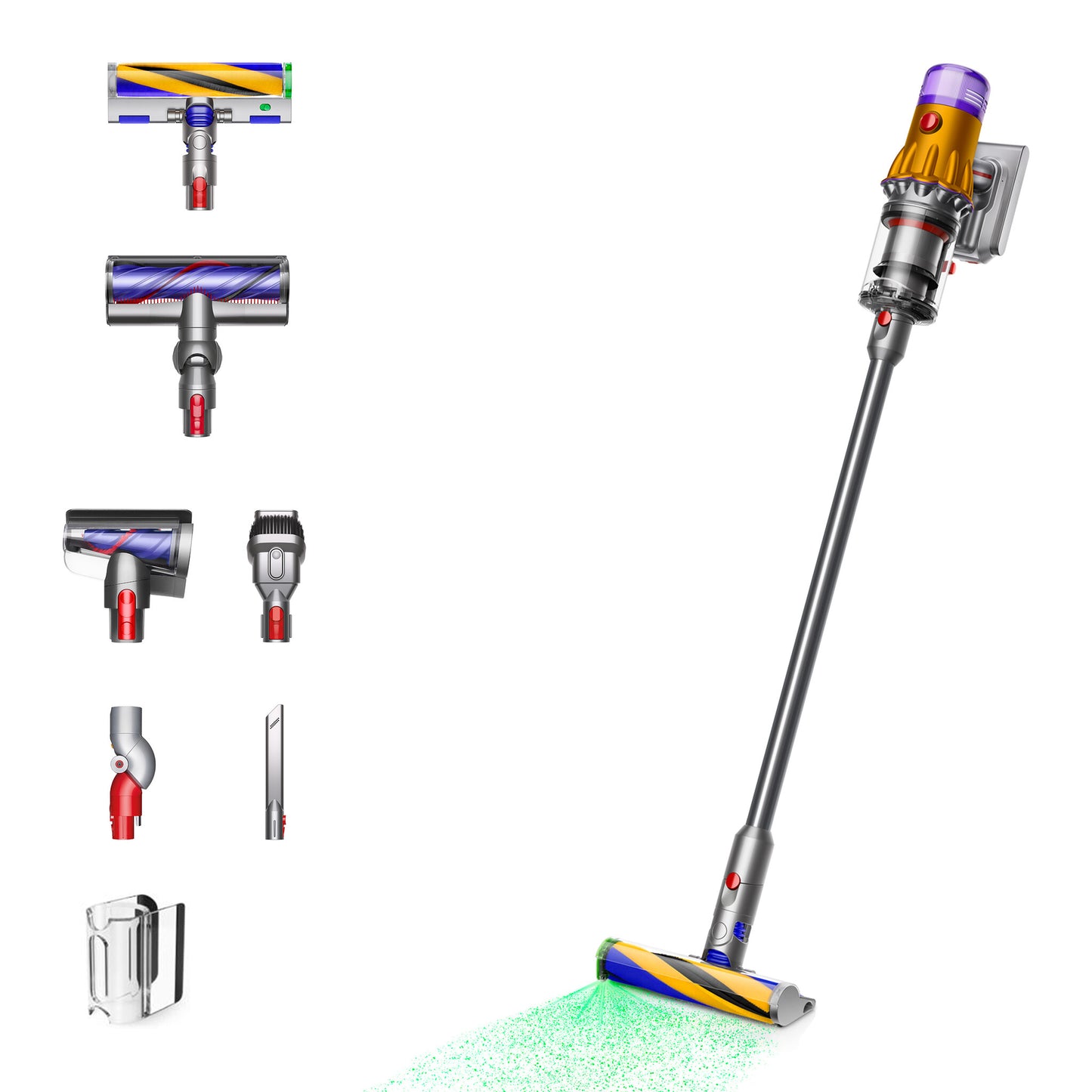 Dyson V12 Detect Slim Absolute 2-in-1 stick vacuum Batteri Torr Utan påse 545 W Nickel, Gul