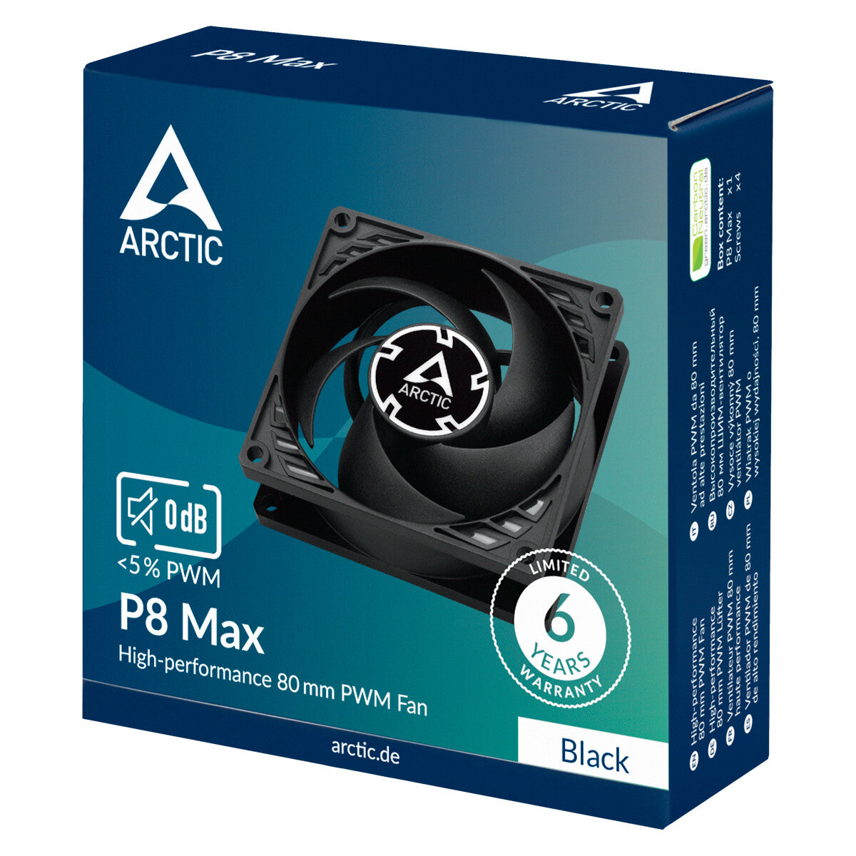 ARCTIC P8 Max Datorväska Fan 8 cm Svart 1 styck
