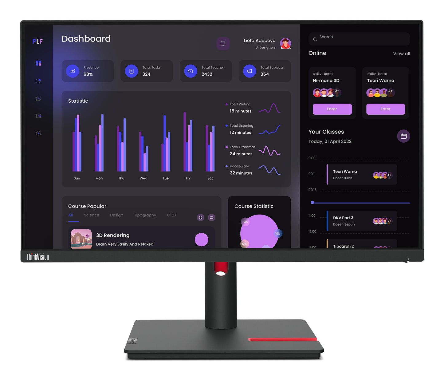 Lenovo ThinkVision T24i-30 LED display 60,5 cm (23.8") 1920 x 1080 pixlar Full HD Svart