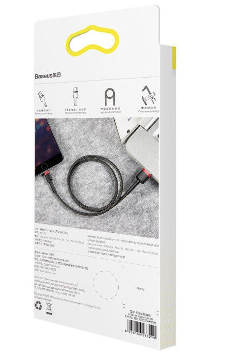 Baseus CALKLF-B19 mobiltelefonkablar Svart, Röd 1 m USB A Lightning