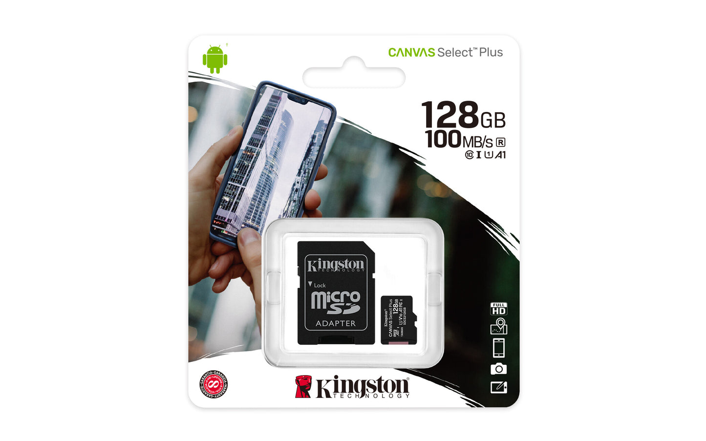 Kingston Technology Canvas Select Plus 128 GB MicroSDXC UHS-I Klass 10