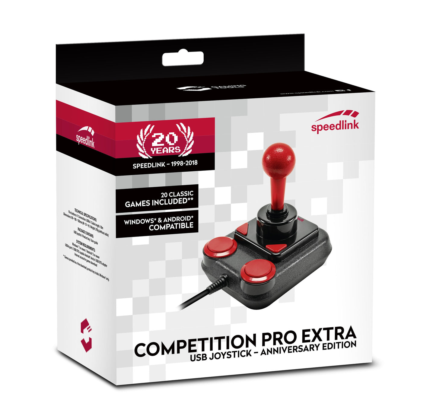 SPEEDLINK Competition Pro Extra Svart, Röd USB 1.1 Joystick Analog Android, PC