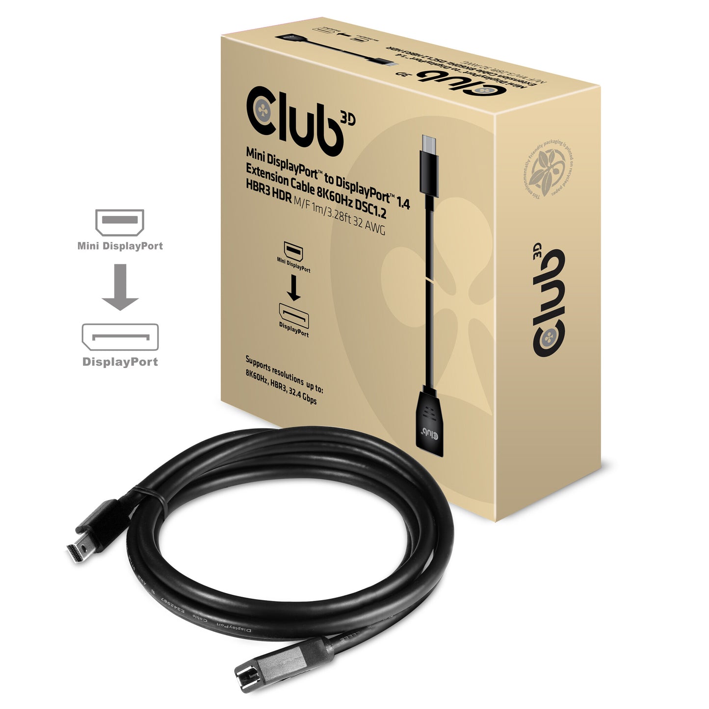 CLUB3D CAC-1121 DisplayPort-kabel 1 m Mini DisplayPort Svart