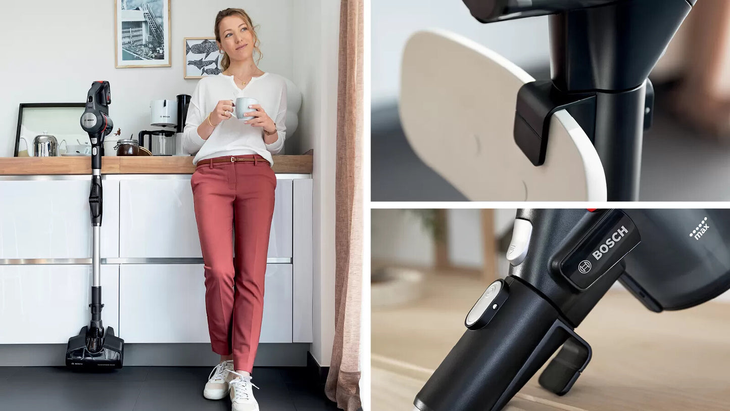Bosch BBS712A upprättstående dammsugare och elektrisk sopborste 2-in-1 stick vacuum Batteri Torr Hygienfilter Utan påse 0,3 l grafit