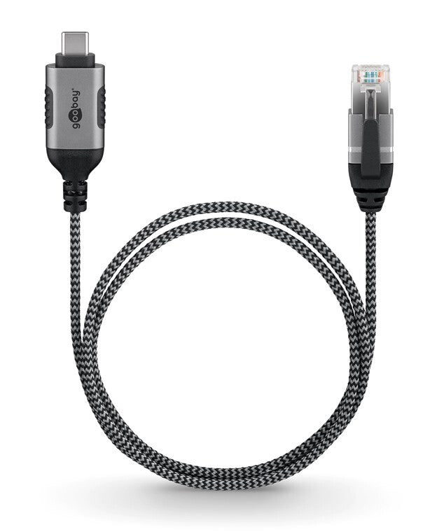 Goobay 74404 kabelomvandlare (hane/hona) USB 3.1 type A RJ45 Svart, Silver