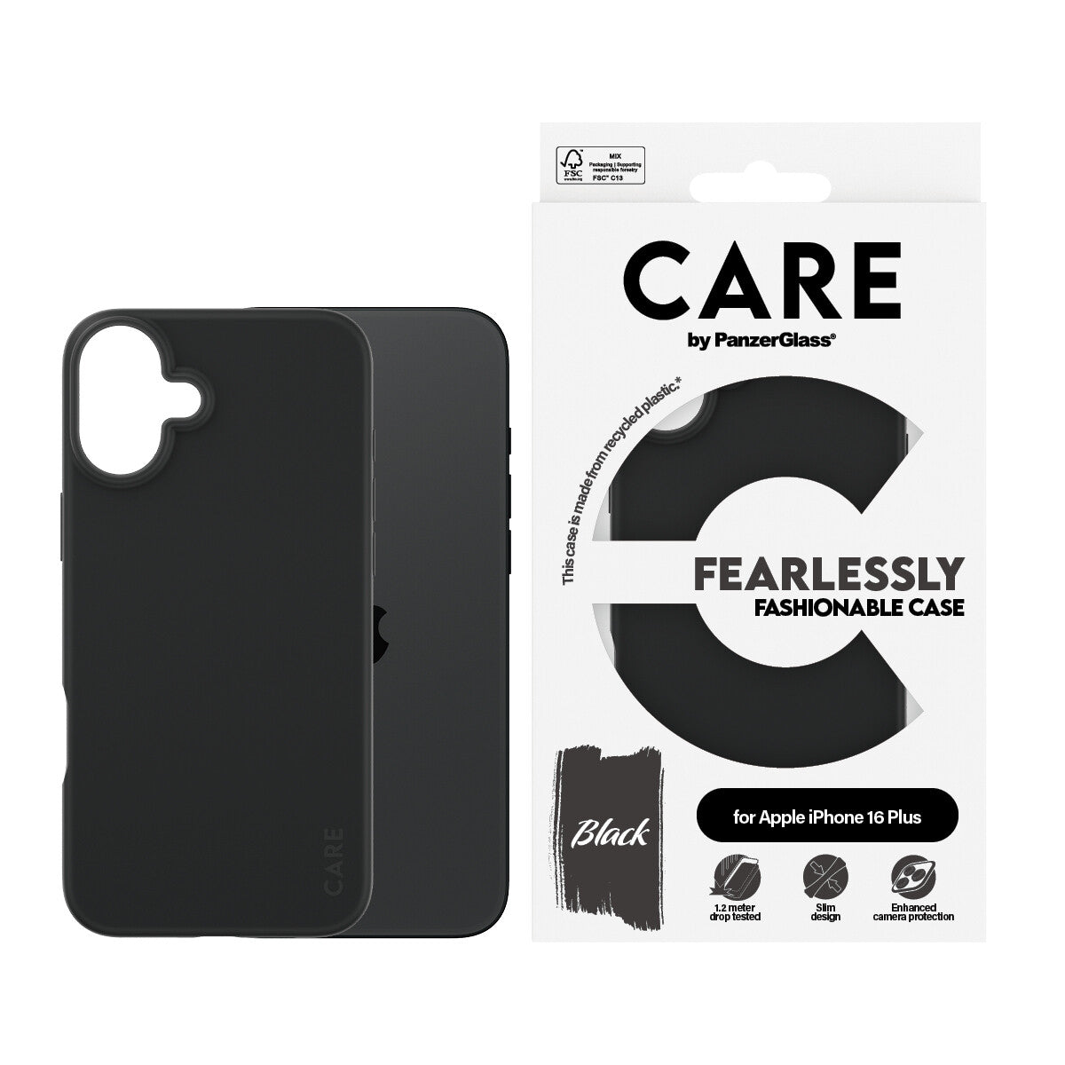 PanzerGlass CARE by PG BLK iPhone16 6.7 mobiltelefonfodral Omslag Transparent