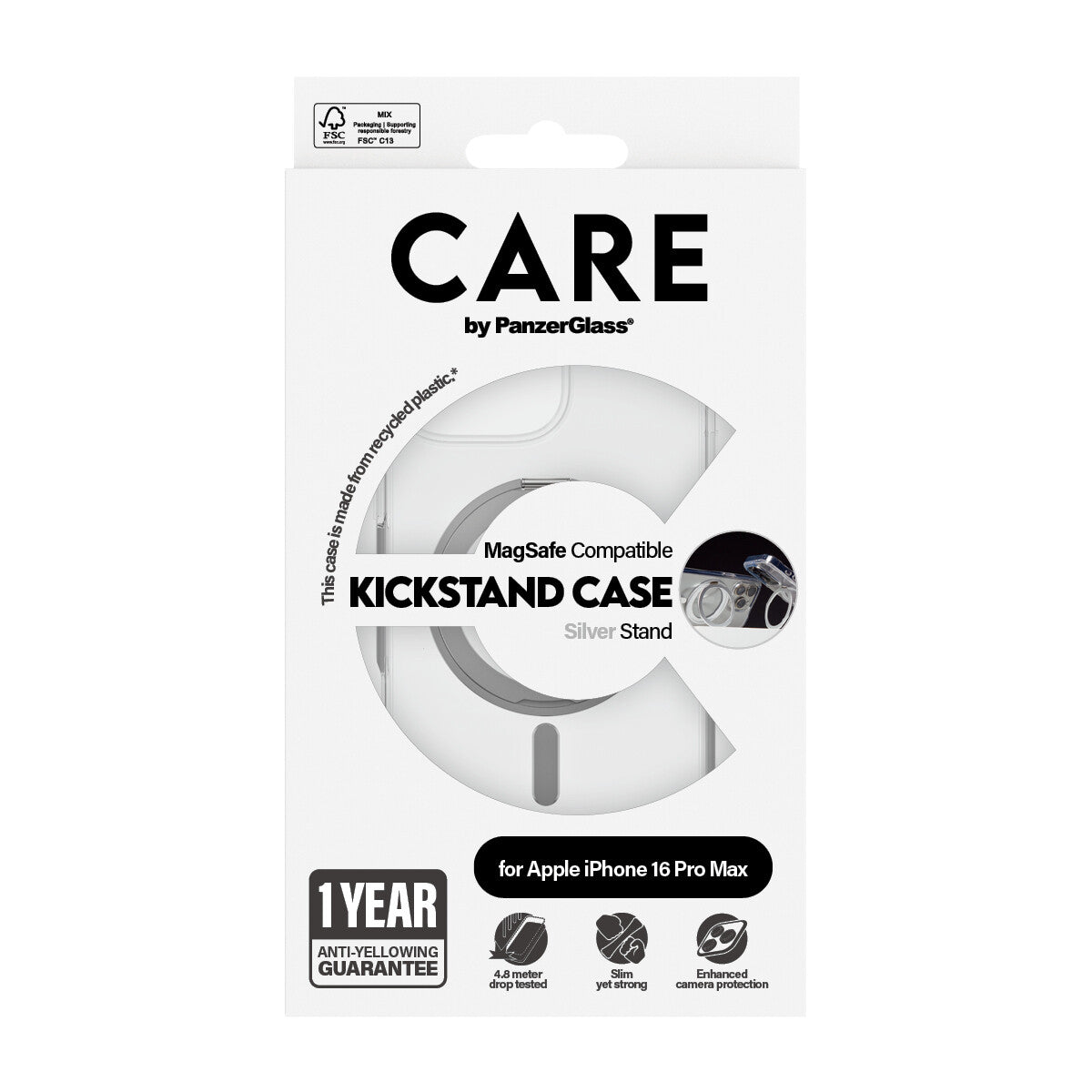 PanzerGlass CARE by PG SLV Kick/MagS iPhone16P 6.9 mobiltelefonfodral Omslag Transparent