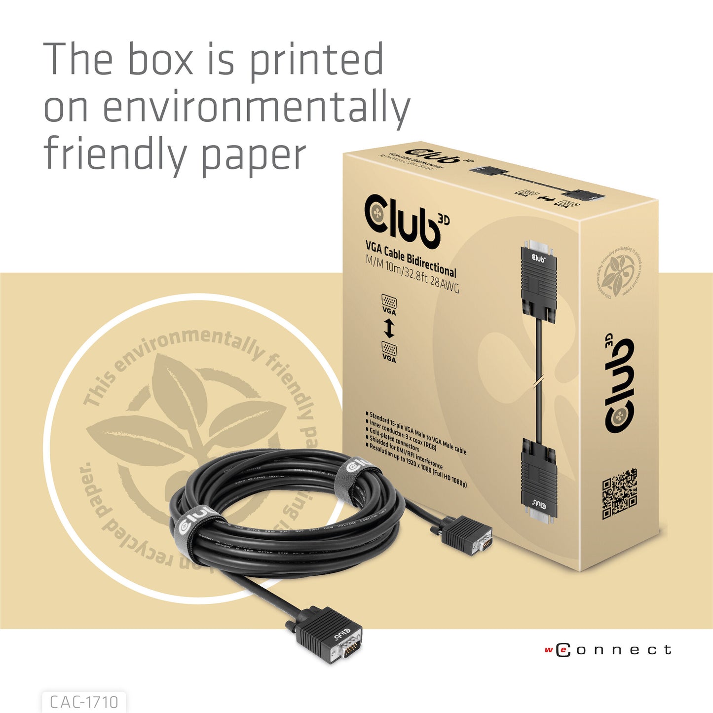 CLUB3D CAC-1710 VGA-kabel 10 m VGA (D-Sub) Svart
