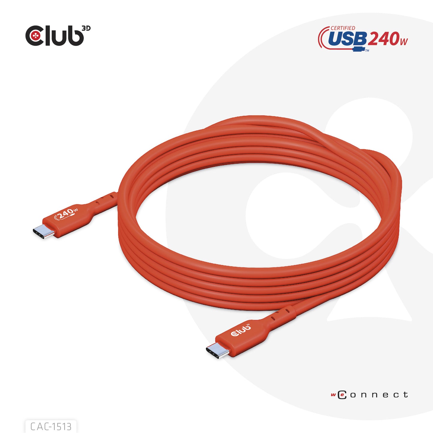 CLUB3D CAC-1513 USB-kablar 3 m USB 2.0 USB C Orange
