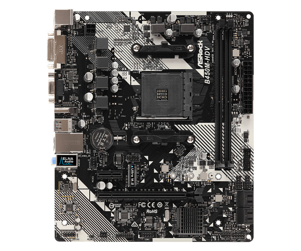 Asrock B450M-HDV R4.0 AMD B450 Uttag AM4 micro ATX