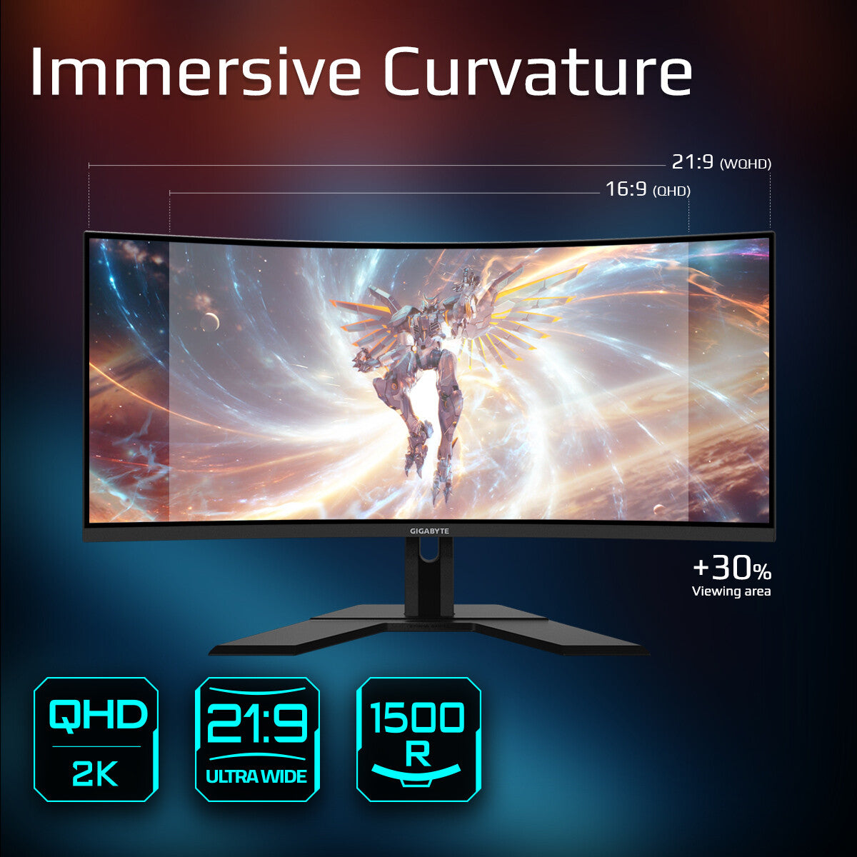 GIGABYTE G34WQCP platta pc-skärmar 86,4 cm (34") 3440 x 1440 pixlar UltraWide Quad HD LED Svart