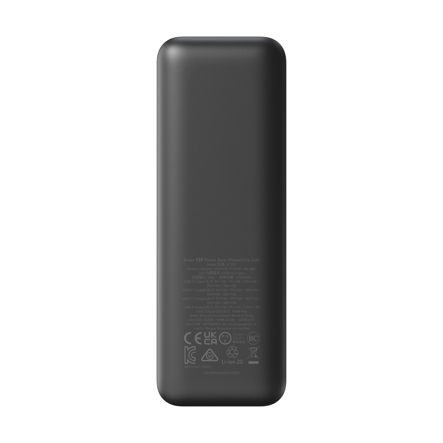 Anker 737 24000 mAh Svart, Silver