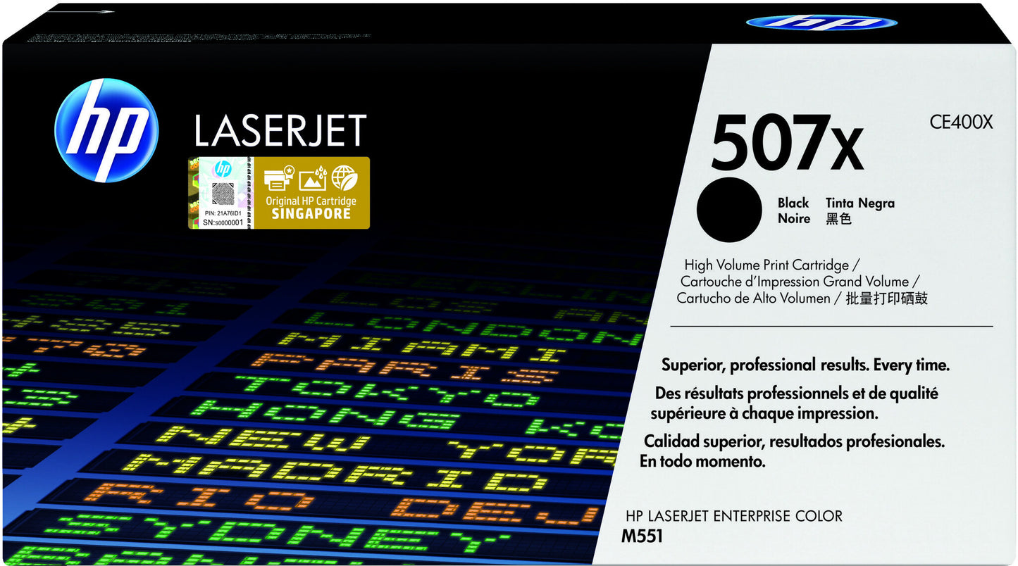 HP 507X svart LaserJet-tonerkassett med hög kapacitet, original