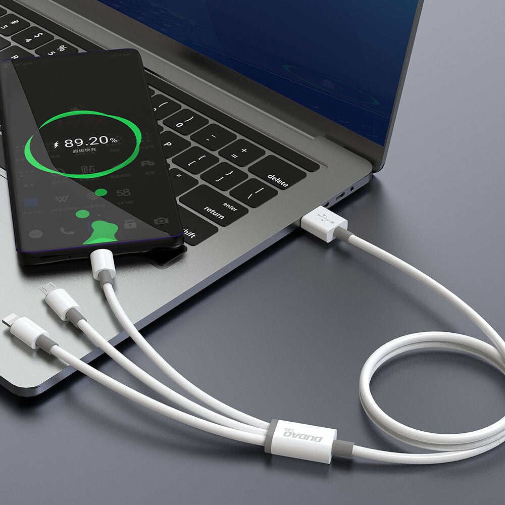 DUDAO L8s Upgrade 3in1 USB cable USB-kablar 1,2 m USB A USB C/Micro USB-A/Lightning Vit